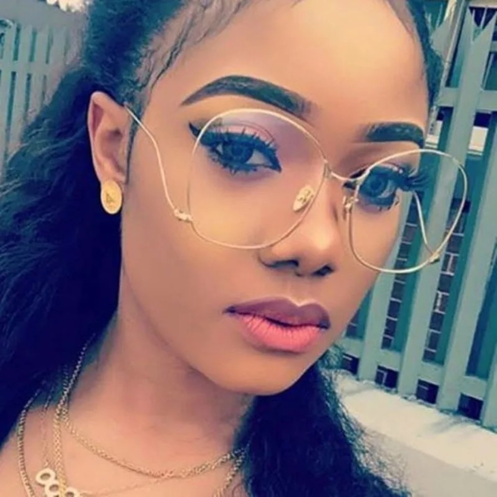 Clear lenses gold frame glasses